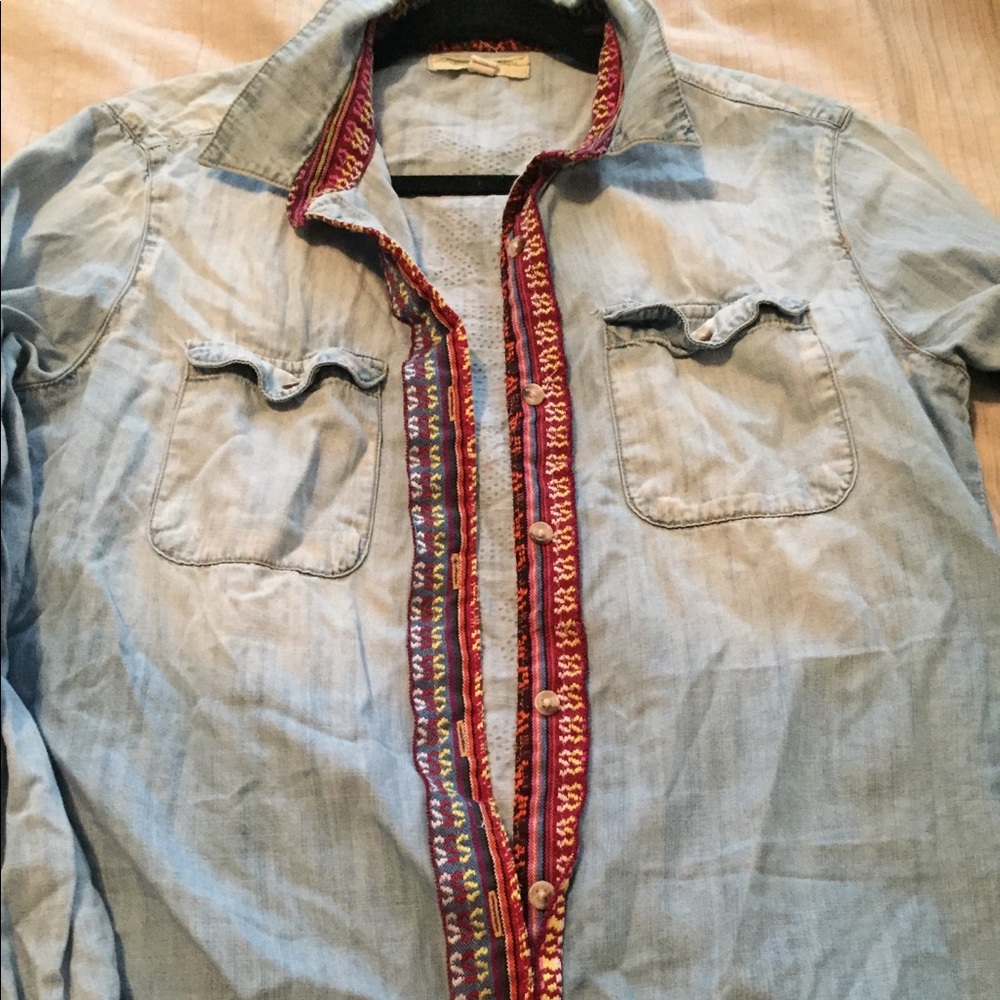Urban outfitters boho jean button down shirt